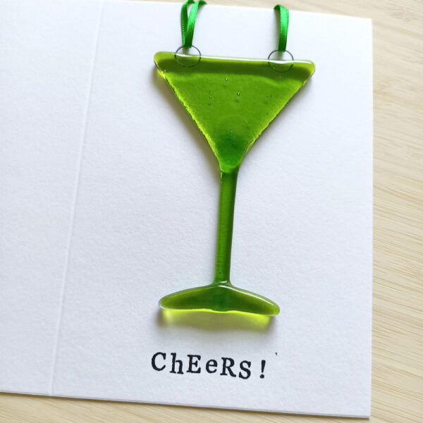 Greeting card with cocktail glass decoration